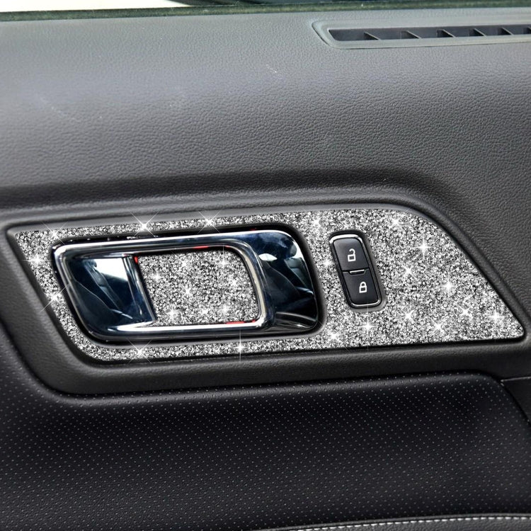 4pcs Car Door Inner Handle Panel Diamond Decoration Sticker, Left and Right Drive