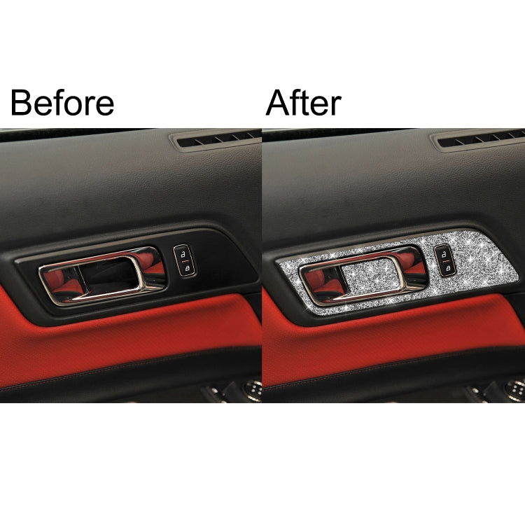 4pcs Car Door Inner Handle Panel Diamond Decoration Sticker, Left and Right Drive