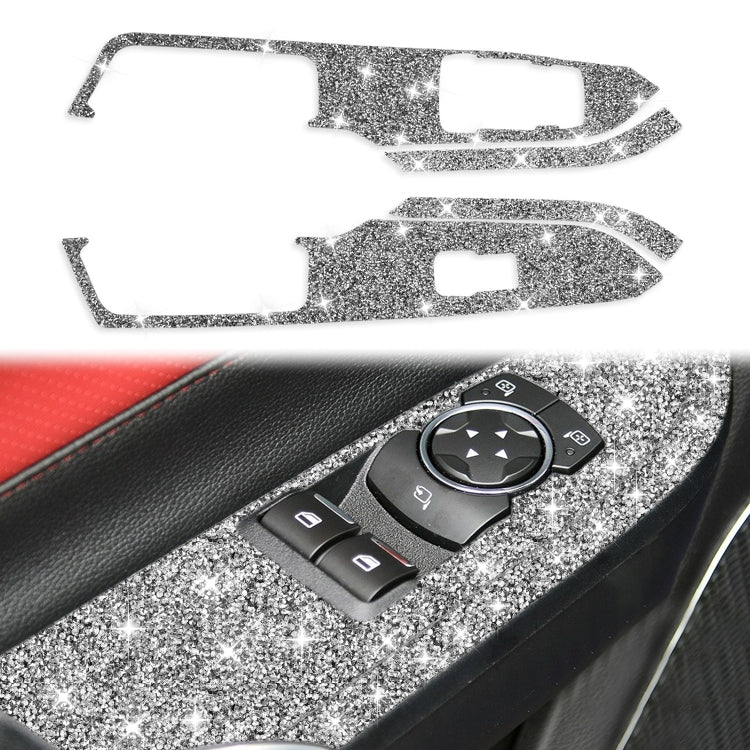 4pcs Car Window Lift Panel Diamond Decoration Sticker, Left Drive