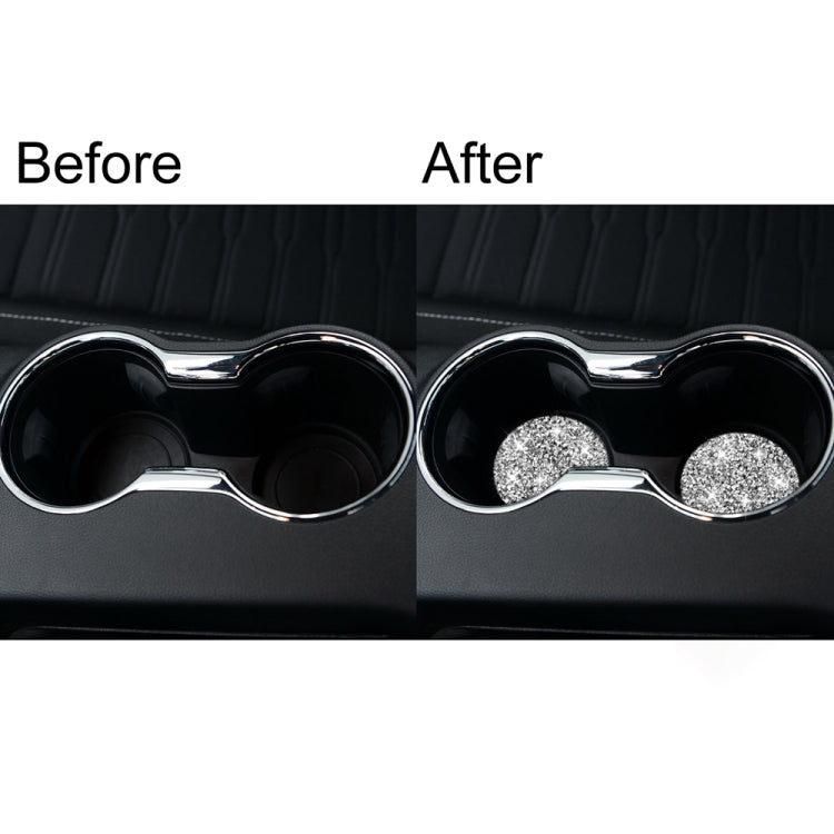 Car Water Cup Holder Base Diamond Decoration Sticker, Left and Right Drive