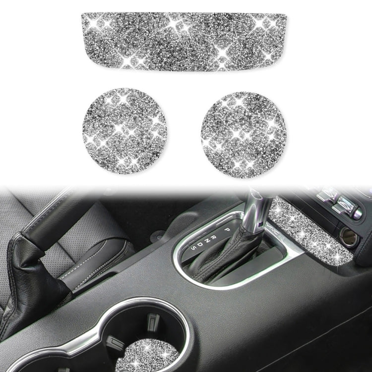 Car Water Cup Holder Upper + Base Diamond Decoration Sticker, Left and Right Drive
