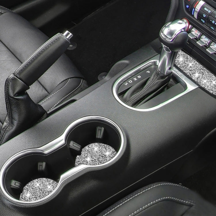 Car Water Cup Holder Upper + Base Diamond Decoration Sticker, Left and Right Drive