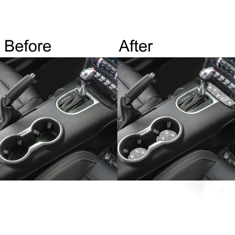Car Water Cup Holder Upper + Base Diamond Decoration Sticker, Left and Right Drive