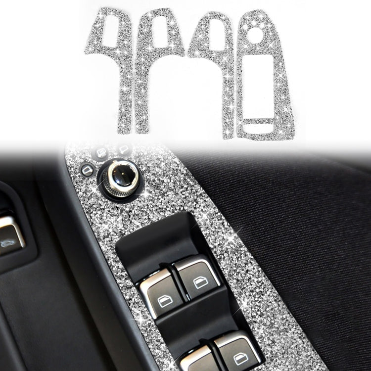 For Audi A4 / A5 / Q5 Car Door Lift Control Panel Diamond Decoration Sticker