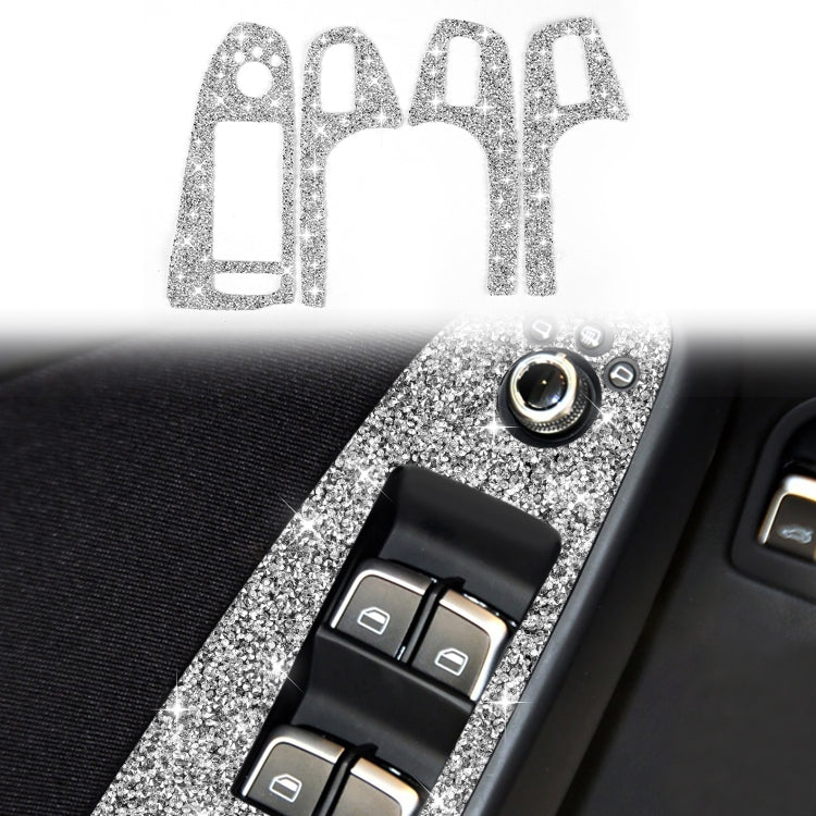 For Audi A4 / A5 / Q5 Car Door Lift Control Panel Diamond Decoration Sticker
