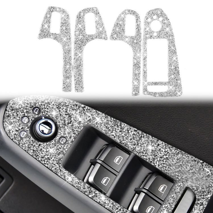 For Audi A4 / A5 / Q5 Car Door Lift Control Panel Diamond Decoration Sticker