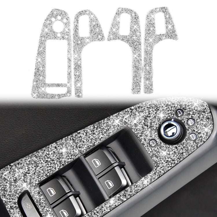 For Audi A4 / A5 / Q5 Car Door Lift Control Panel Diamond Decoration Sticker