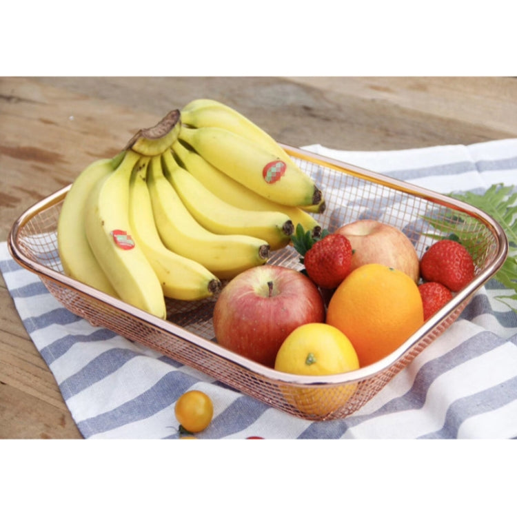 Household Creative Rectangular Kitchen Stainless Steel Fruit Vegetable Storage Basket Hollowed Drain Washing Box