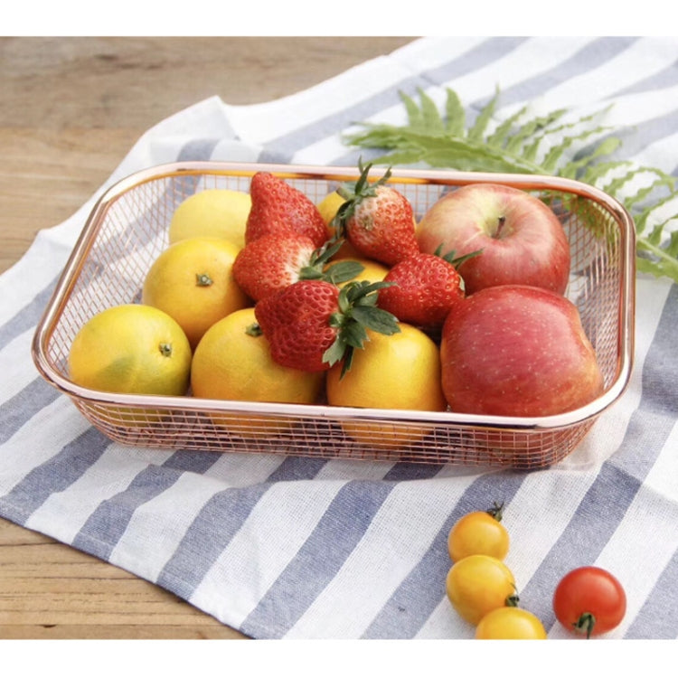 Household Creative Rectangular Kitchen Stainless Steel Fruit Vegetable Storage Basket Hollowed Drain Washing Box