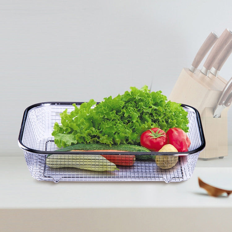 Household Creative Rectangular Kitchen Stainless Steel Fruit Vegetable Storage Basket Hollowed Drain Washing Box