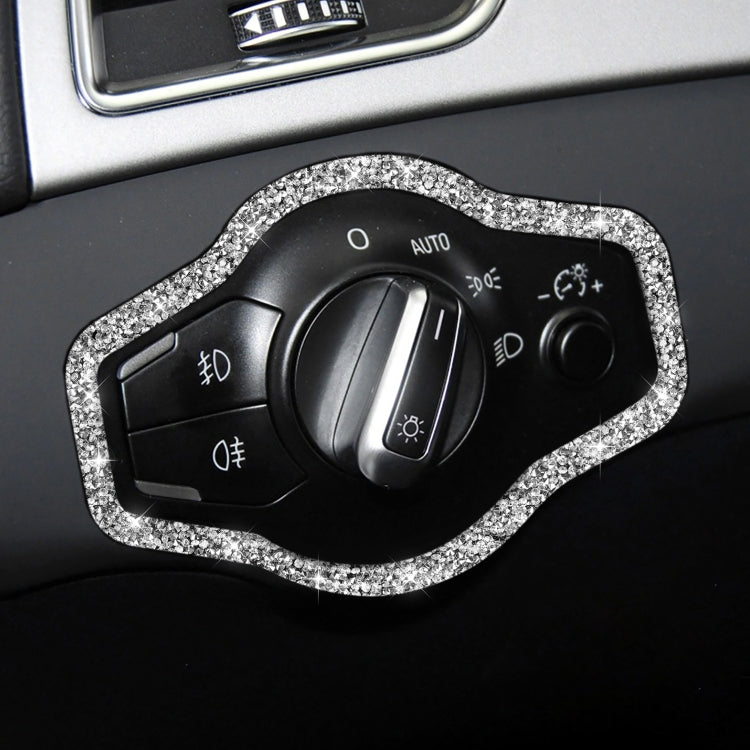 Car Headlight Switch Frame Diamond Decoration Sticker, Left and Right Drive
