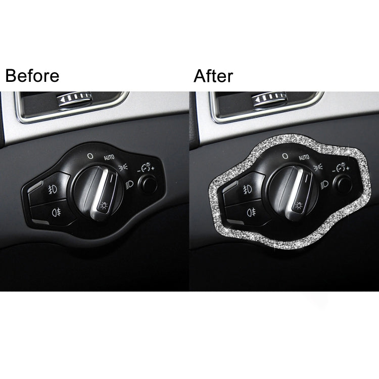 Car Headlight Switch Frame Diamond Decoration Sticker, Left and Right Drive