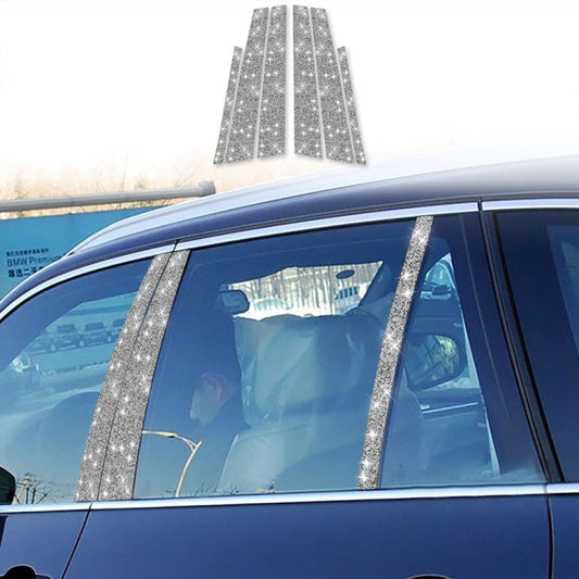 6pcs Car B-Pillar Diamond Decoration Sticker, Left and Right Drive