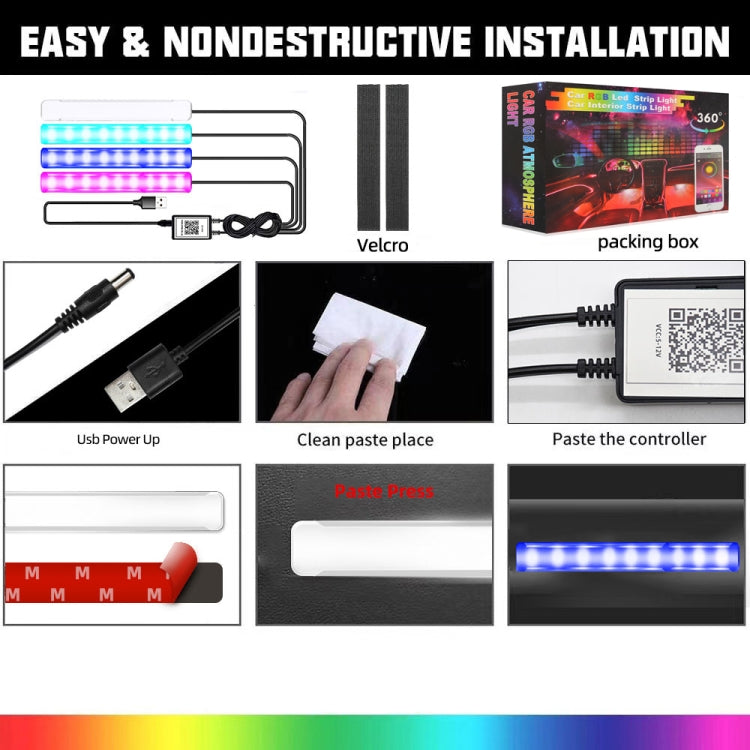 G4 Car USB RGB Foot LED Atmosphere Light with APP Control