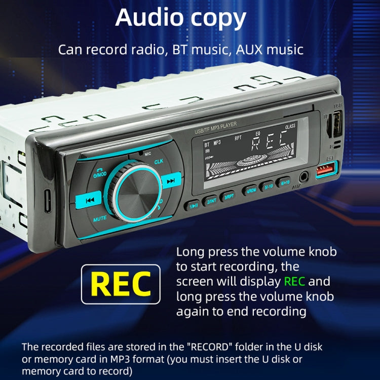 D3156 Car Colorful Lights MP3 Player Supports Voice Assistant / FM