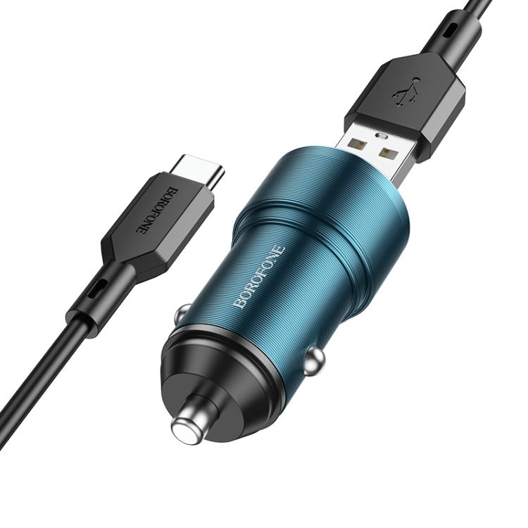 BOROFONE BZ19A Wisdom QC3.0 USB Port Fast Charging Car Charger with USB to Type-C Cable