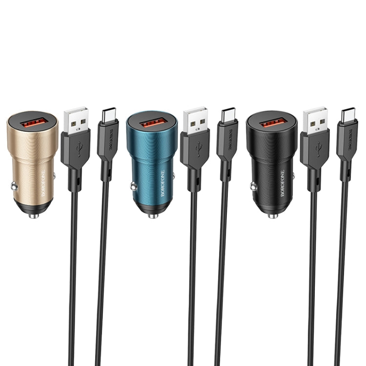 BOROFONE BZ19A Wisdom QC3.0 USB Port Fast Charging Car Charger with USB to Type-C Cable