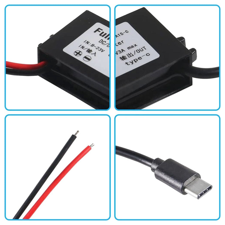 12V to 5V 3A Car Power Converter DC Module Voltage Regulator, Type-C Elbow, Type-C Straight, USB Female with Ears, Dual USB Female, USB+Micro USB, USB+mini, Dual USB with Ears, 2 in 1 Dual USB Female