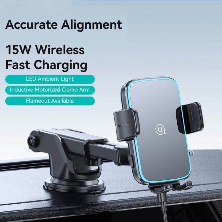 USAMS CD229 15W Accurate Aligment Wireless Charging Car Phone Holder with Suction Cup