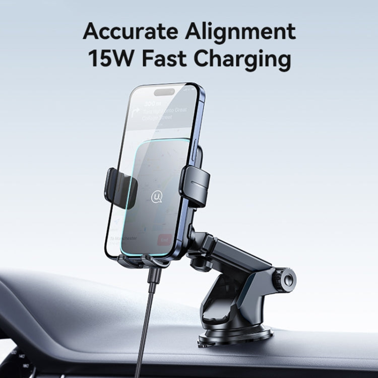 USAMS CD229 15W Accurate Aligment Wireless Charging Car Phone Holder with Suction Cup