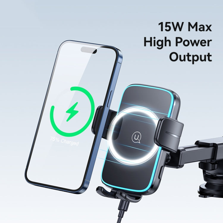 USAMS CD229 15W Accurate Aligment Wireless Charging Car Phone Holder with Suction Cup
