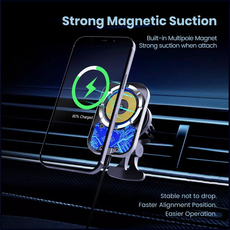 CW12 15W Max QI Standard Magnetic Wireless Charging Car Holder