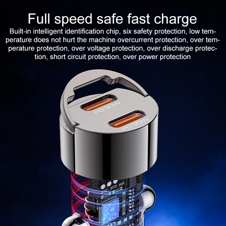 Yesido Y69 PD30W Dual USB-C / Type-C Zinc Alloy Mini Car Charger