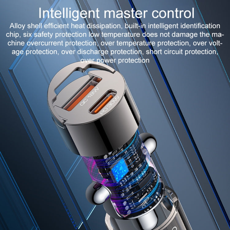 Yesido Y68 PD30W Type-C + QC18W USB Zinc Alloy Mini Car Charger