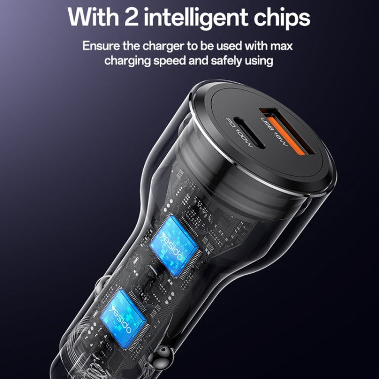 Yesido Y65 PD100W Type-C + QC18W USB Super Fast Car Charger