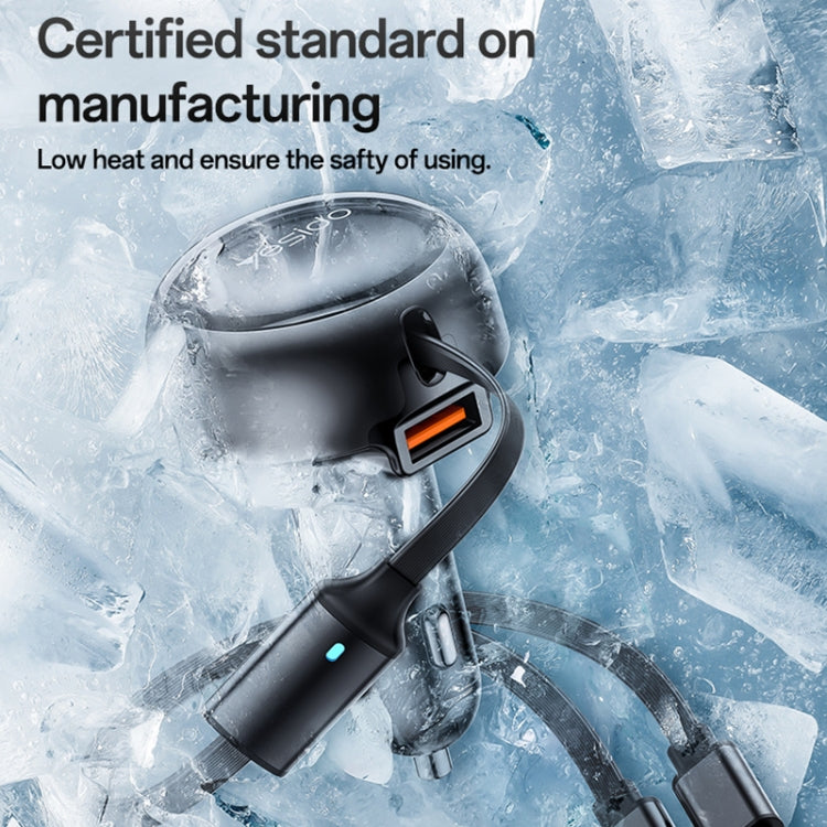 Yesido Y61 53W Type-C + 8 Pin Retractable Cable 3 in 1 Car Charger