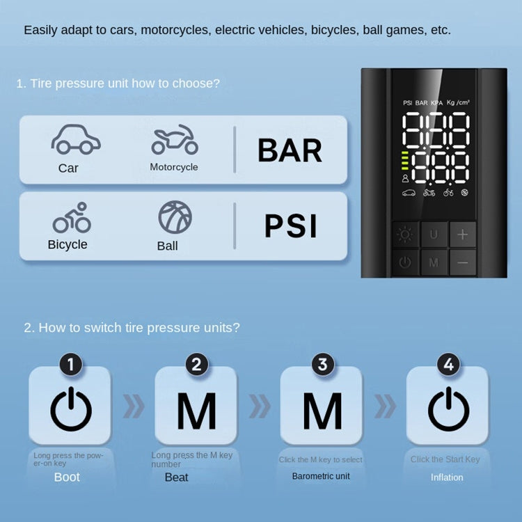 T7 Car Digital Display Portable Smart Electric Air Pump