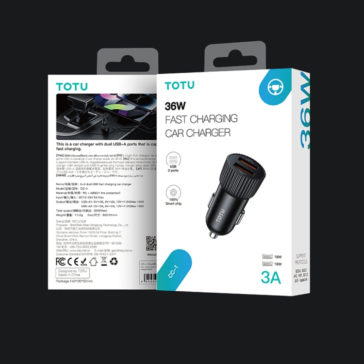 TOTU CC-1 36W Dual USB Ports Fast Charging Car Charger