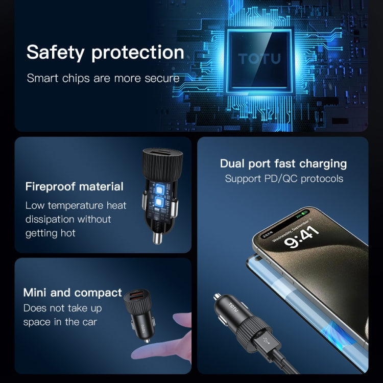 TOTU CC-2 48W USB-A and Type-C Ports Fast Charging Car Charger