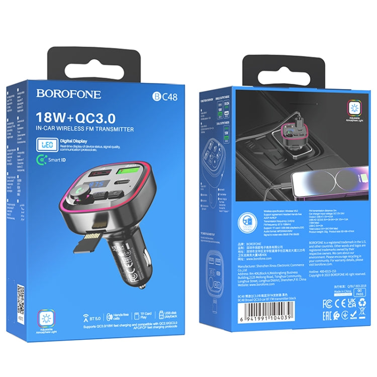 Borofone BC48 Broad Bluetooth 5.0 Car Wireless FM Transmitter