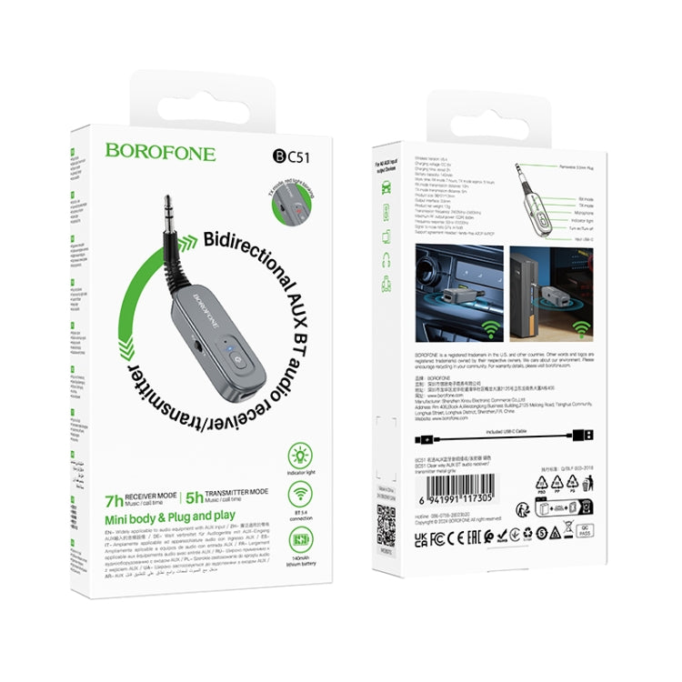 Borofone BC51 Clear Way AUX Bluetooth Audio Receiver & Transmitter