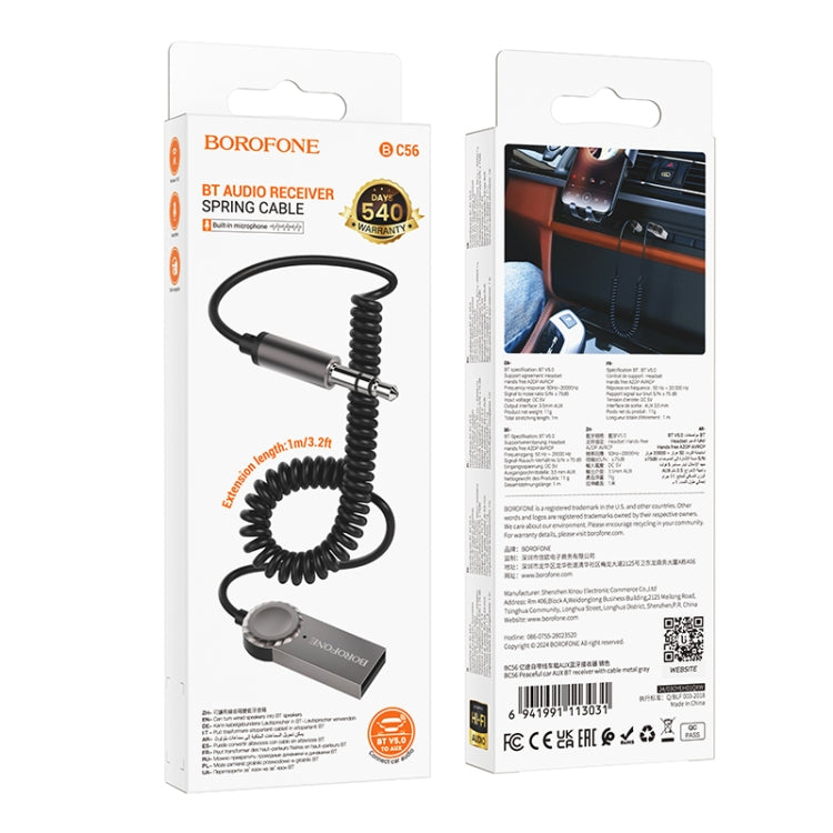 Borofone BC56 Peaceful Car AUX Spring Cable Bluetooth Audio Receiver
