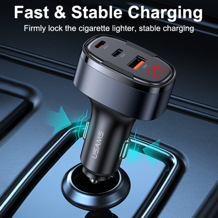 USAMS CC257 C42 100W USB, Type-C, 8 Pin Three Ports Car Fast Charger