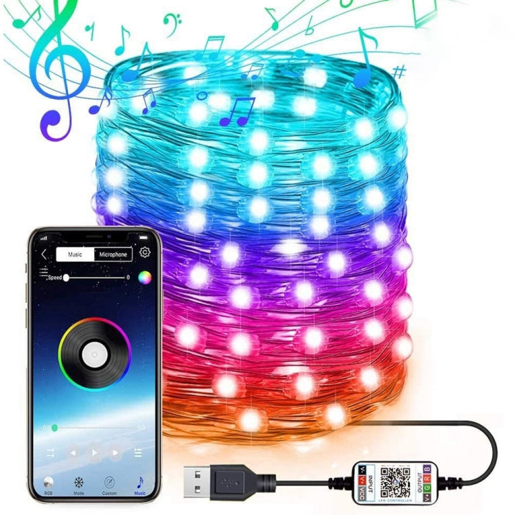 RGB USB  LED Copper Wire Light String Holiday Decoration Light String Bluetooth Mobile APP Control