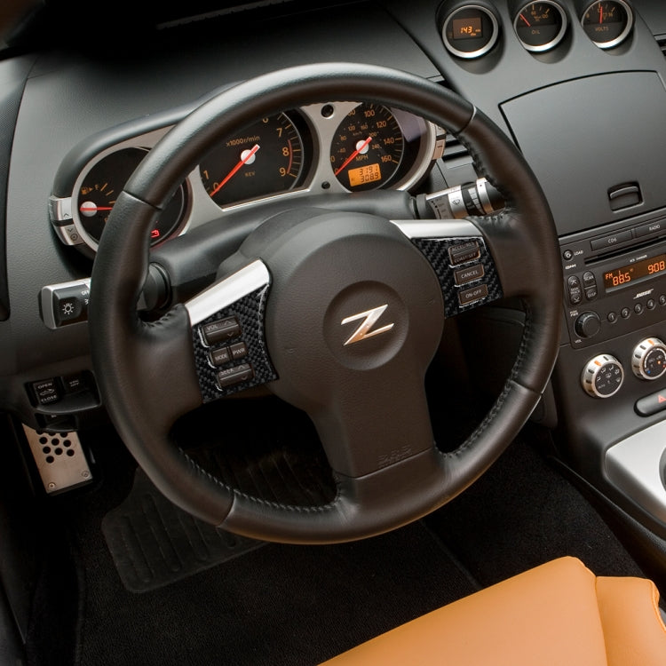 Carbon Fibre Steering Wheel Button Trim for Nissan 350Z (2006-2009) – Stylish Décor Upgrade