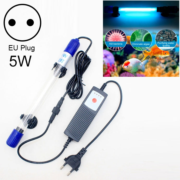 220V 5W UV Ultraviolet Algae Disinfection Fish Tank Lamp, Regular Payment, EU Plug
