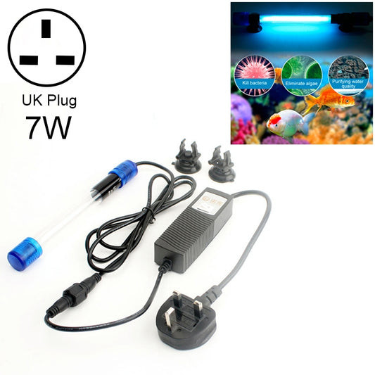 7W UV Four-core Ultraviolet Algae Disinfection Fish Tank Lamp, UK Plug