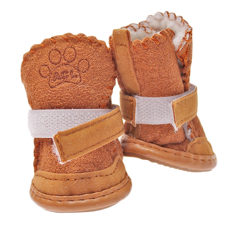 4 PCS New Style Winter Lamb Fur Snow Boots Pet Dog Shoes, Length: 4.3cm, Width: 3.5cm