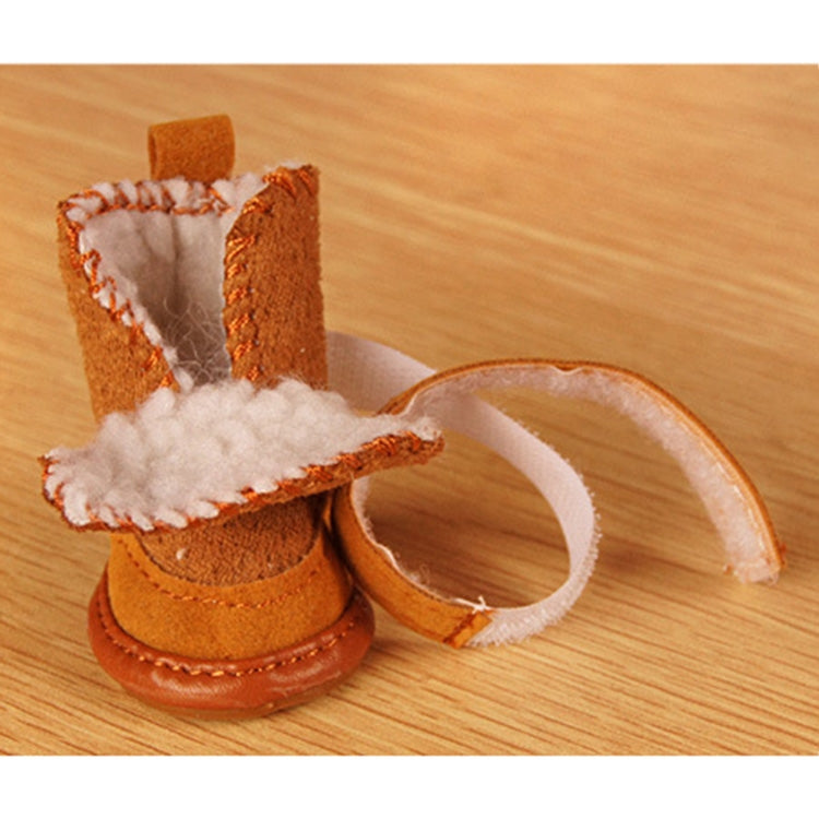 4 PCS New Style Winter Lamb Fur Snow Boots Pet Dog Shoes, Length: 4.3cm, Width: 3.5cm