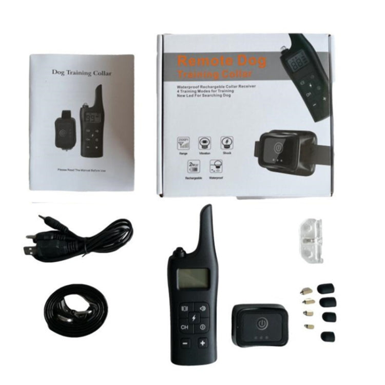 885-2 Rechargeable Training Dogs Stop Barkin Remote Control with 2 Collar Receivers, Support Electric Shock & Vibration & Light & Sound Mode, EU Plug