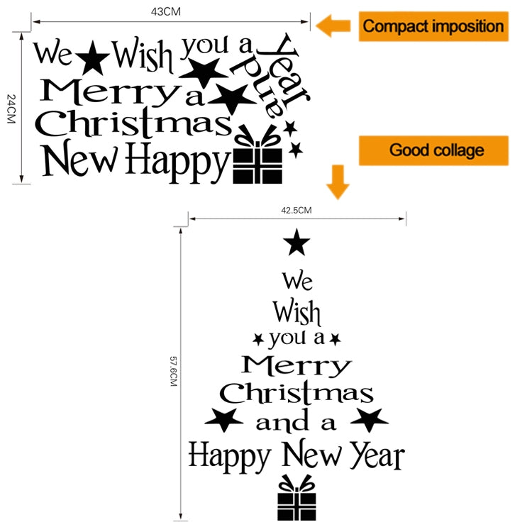 Blessing Christmas Tree Living Room Window Glass Door Removable Christmas Wall Sticker Decoration