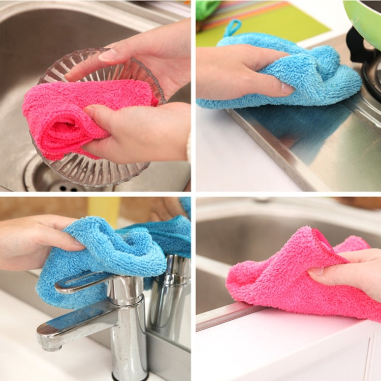 Bamboo Fiber Washing Dish Towel Kitchen Cleaning Cloth Double-Sided Scouring Cloth Water Absorption Non-Stick Oil,Can Hang,Random Color Delivery