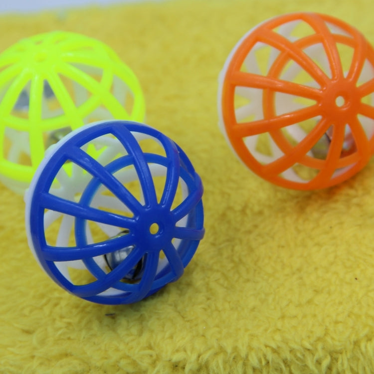 10pcs Pet Plastic Hollow Out Round Cat Hamster Play Balls Colorful Ball Chase Rattle Toys With Small Bell, Random Color