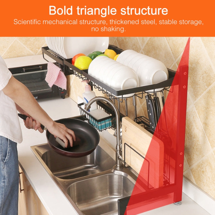 62cm Stainless Steel Kitchen Bowl Dish Knife Chopping Block Chopsticks Drain Rack Storage Holder, Deluxe Version