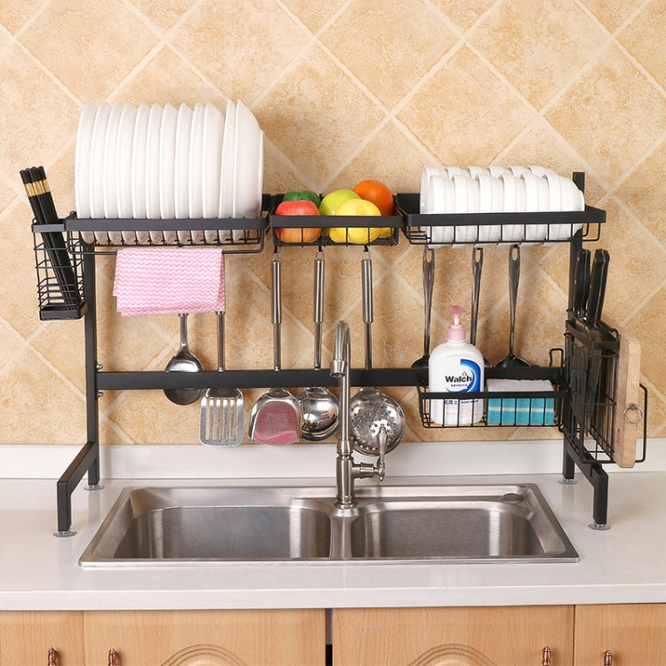 62cm Stainless Steel Kitchen Bowl Dish Knife Chopping Block Chopsticks Drain Rack Storage Holder, Deluxe Version