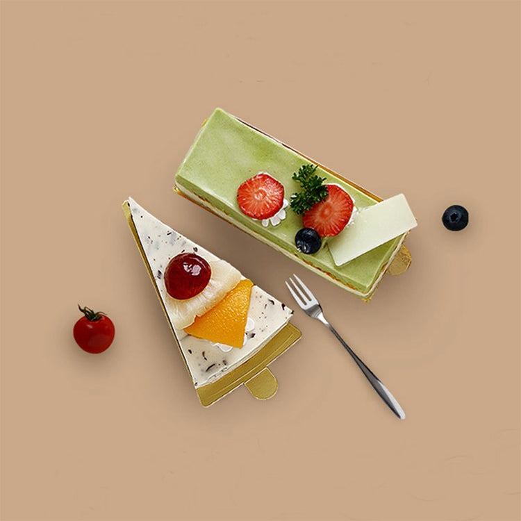 100 / Pack Small Triangle Cake Cardboard Pad Thick Rigid Golden Cake Mousse Cake Mat